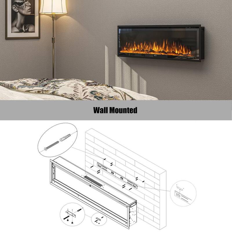 72 in. Wall Mounted Standing Electric Heater Electric Fireplace in Black