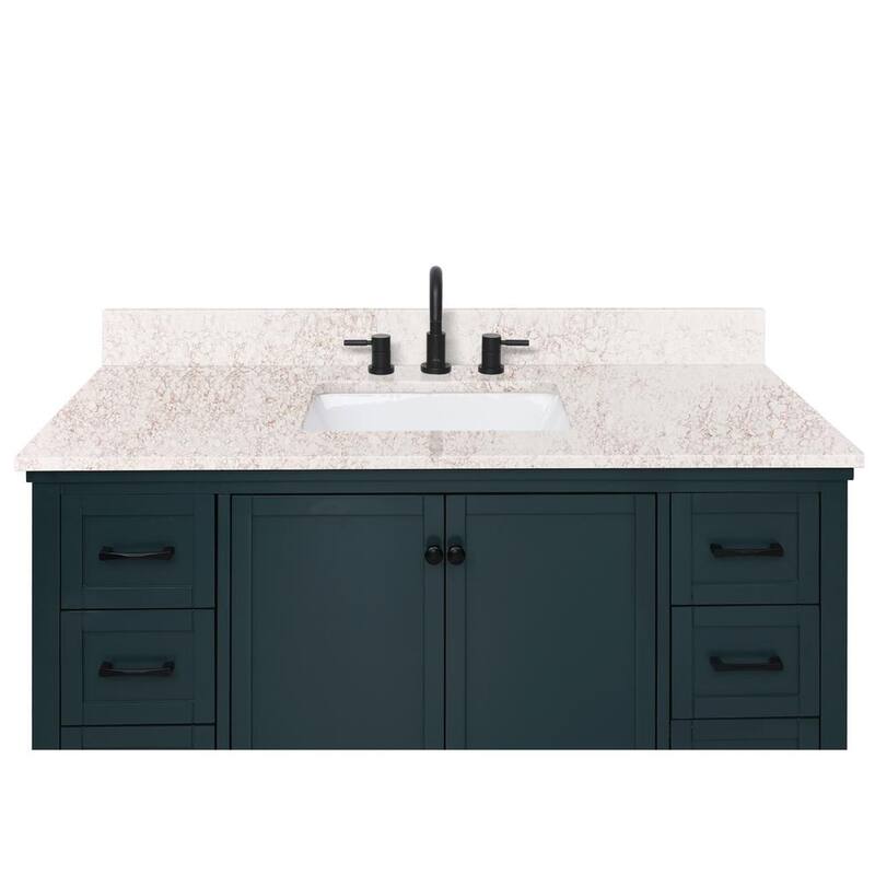 49 in. W x 22 in. D Quartz Vanity Top in Lotte Radianz Alluring with White Rectangular Single Sink