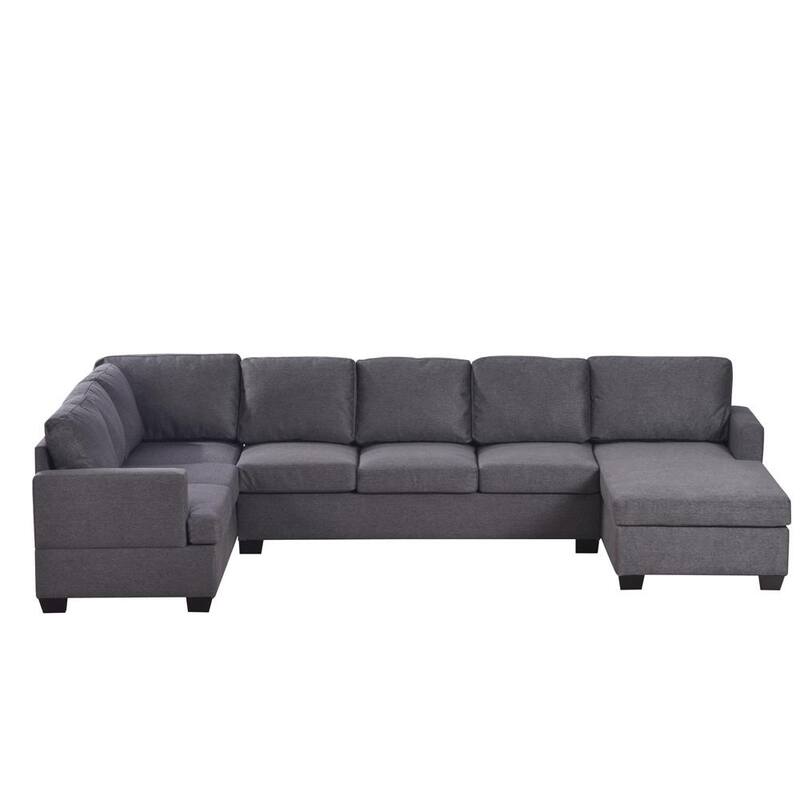 125.6 in. W Square Arms 4-Piece U Shaped Polyester Modern Sectional Sofa in Gray