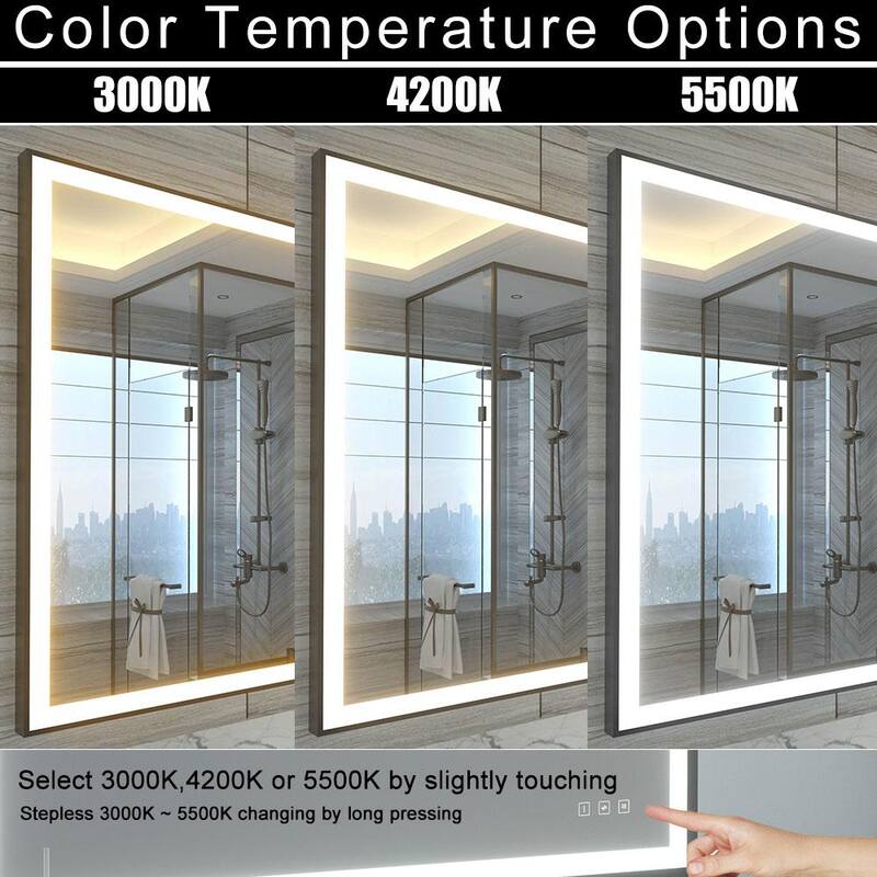 40 in. W x 32 in. H Rectangular Framed Wall Mount Anti-Fog LED Light Bathroom Vanity Mirror