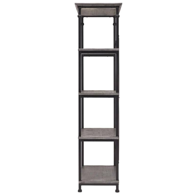 72 in. H Grey Vintage Industrial Rustic 4-Shelf 40 in. Standard Bookcase