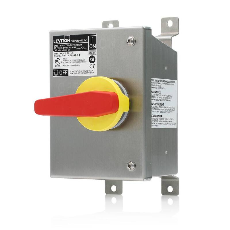 30 Amp 600-Volt Type 304 Stainless Steel Non-Fused Powerswitch Safety Disconnect Switch with 15-Degree Slope Top