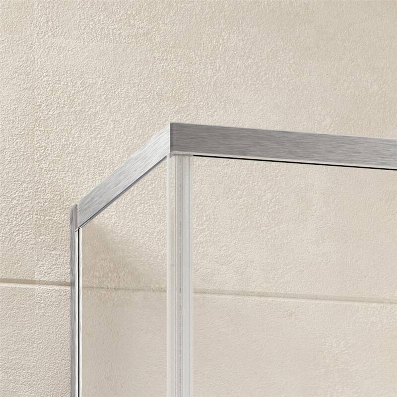 48 in. W x 76 in. H Bathroom Sliding Semi-Framed Shower Door/Enclosure in Brushed Nickel with Handle Left Side