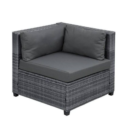 8-Piece Wicker Outdoor Sectional Sofa Set with Gray Cushions Pillows and Coffee Table