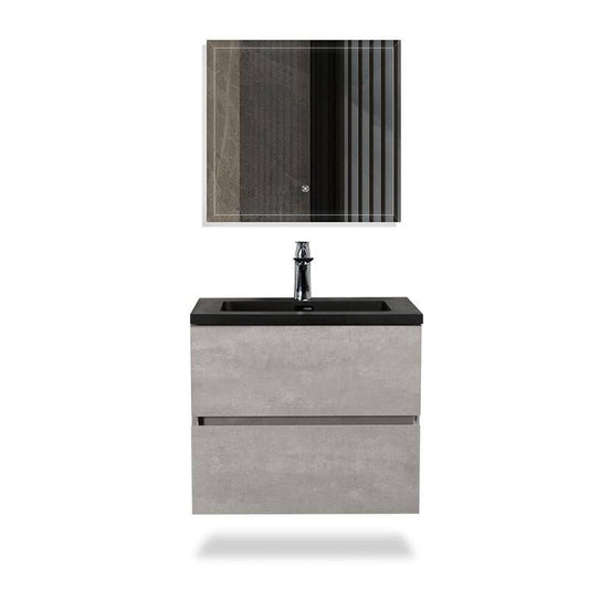 23.6 in. W x 18.9 in. D x 19.7 in. H Bath Vanity in Gray with Black Quartz Top