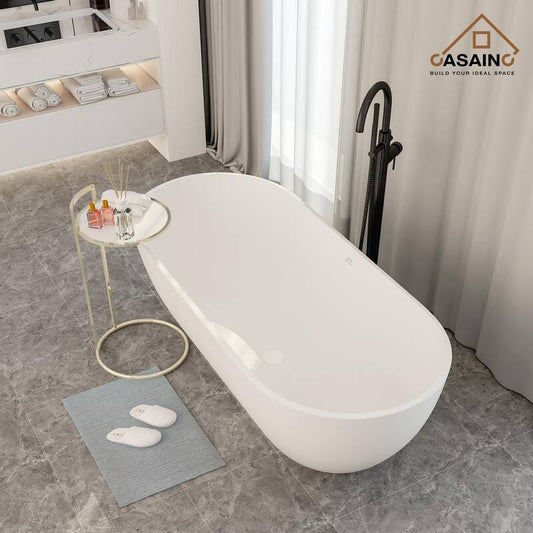 69 in. Stone Resin Composite Flatbottom Non-whirlpool Bathtub in White