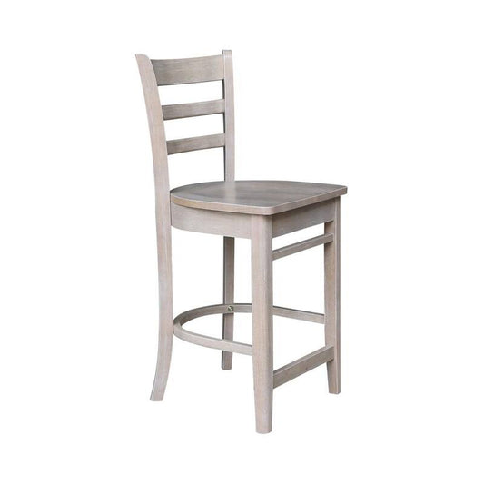 5 PC Set - Taupe Gray Solid Wood 48 in. Ext Table with 4 Side Stools