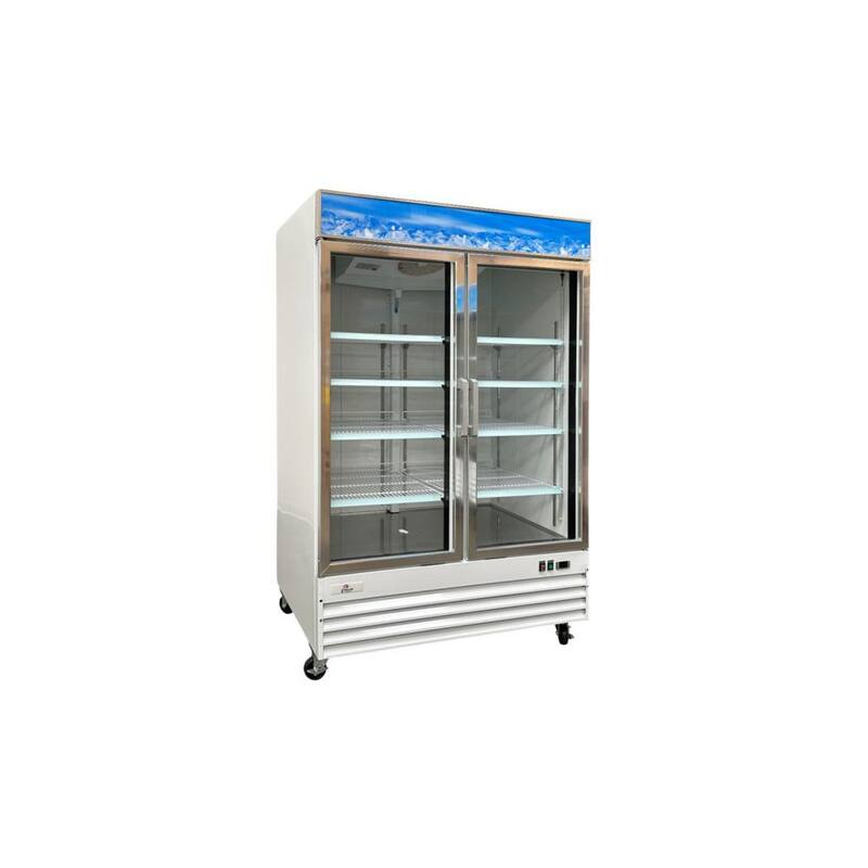 53 in. W 45 cu. ft. Auto/Cycle Defrost 2-Glass Door Commercial Merchandiser Reach-In Upright Freezer in White