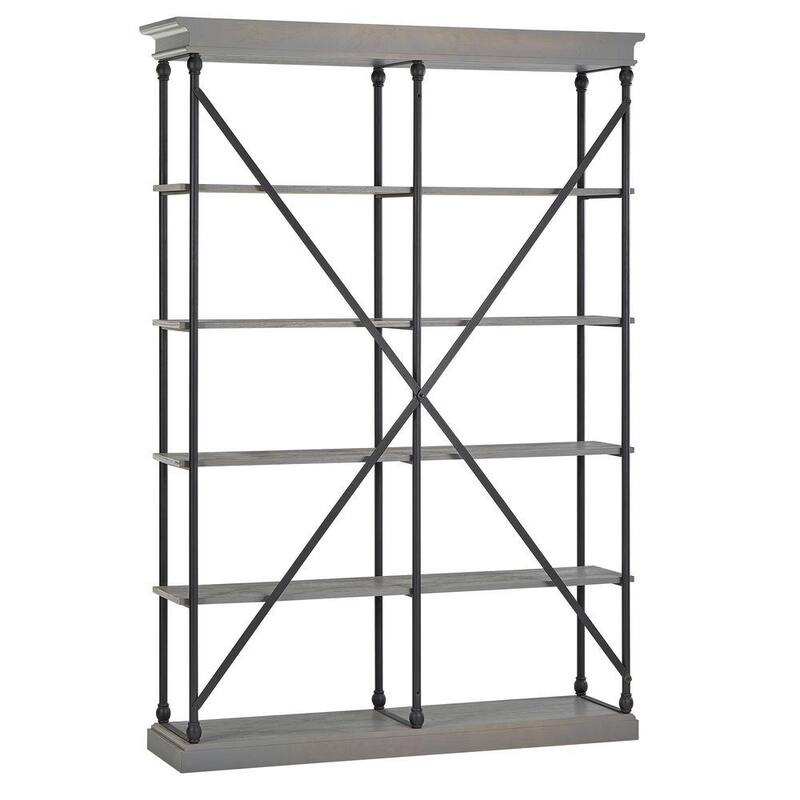 84 in. Gray Metal 5-shelf Etagere Bookcase