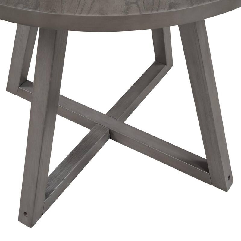 36 in. Gray Wood Top Round Dining Table