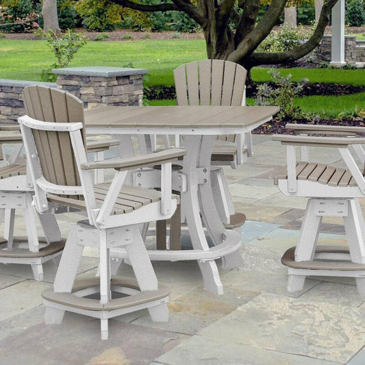 Adirondack White Square Composite Outdoor Dining Table with Weatherwood Top