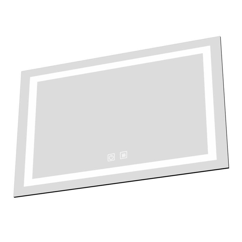 48 in. W x 36 in. H Medium Rectangular Frameless Anti-Fog Adjustable Brightness Wall-Mounted Bathroom Vanity Mirror