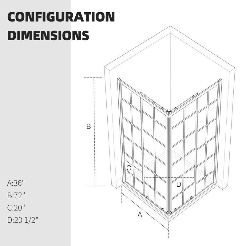 36 in. W x 72 in. H Double Sliding Framed Corner Shower Enclosure in Black Finish