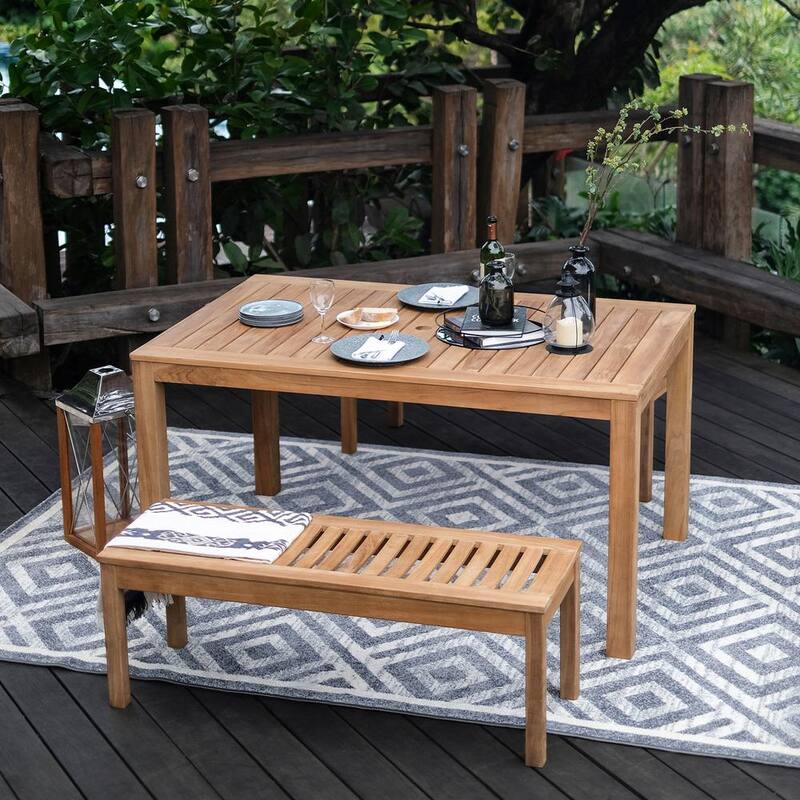 3-Piece Abbington Teak Wood Outdoor Picnic Dining Set