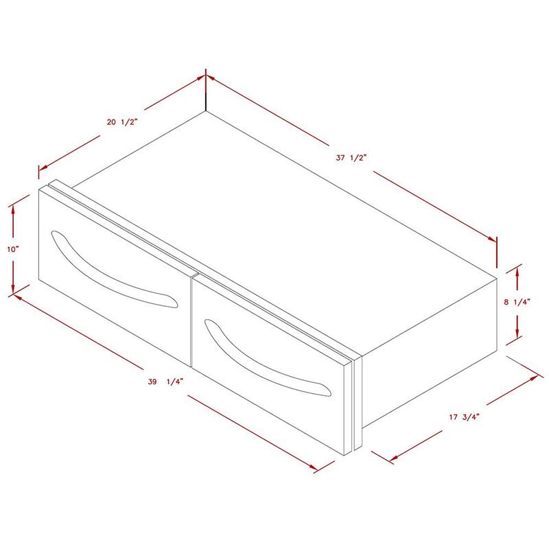 39.25 in. Wide Outdoor Kitchen Stainless Steel 2-Drawer Horizontal Storage