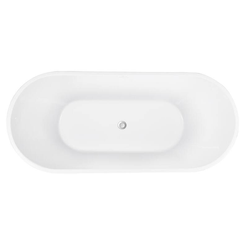 59 in. Acrylic Freestanding Single Slipper Flatbottom Soaking Bathtub in Grey