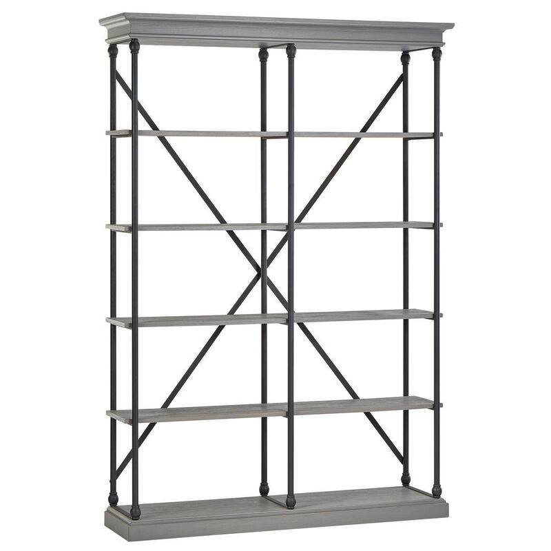 84 in. Gray Metal 5-shelf Etagere Bookcase