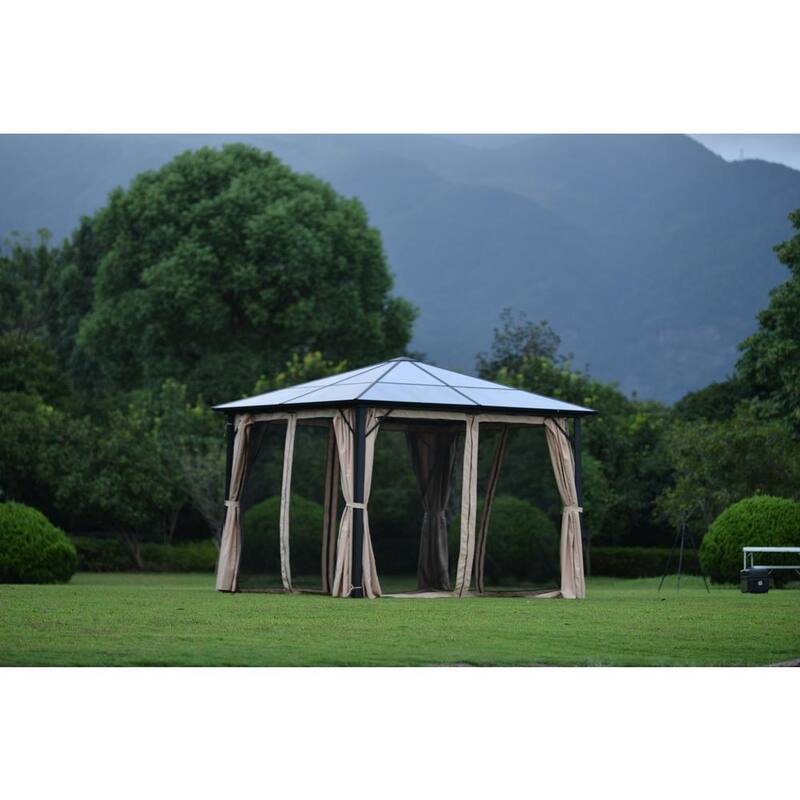 9.8 ft. x 9.8 ft. Aluminum Patio Gazebo with Polycarbonate Roof