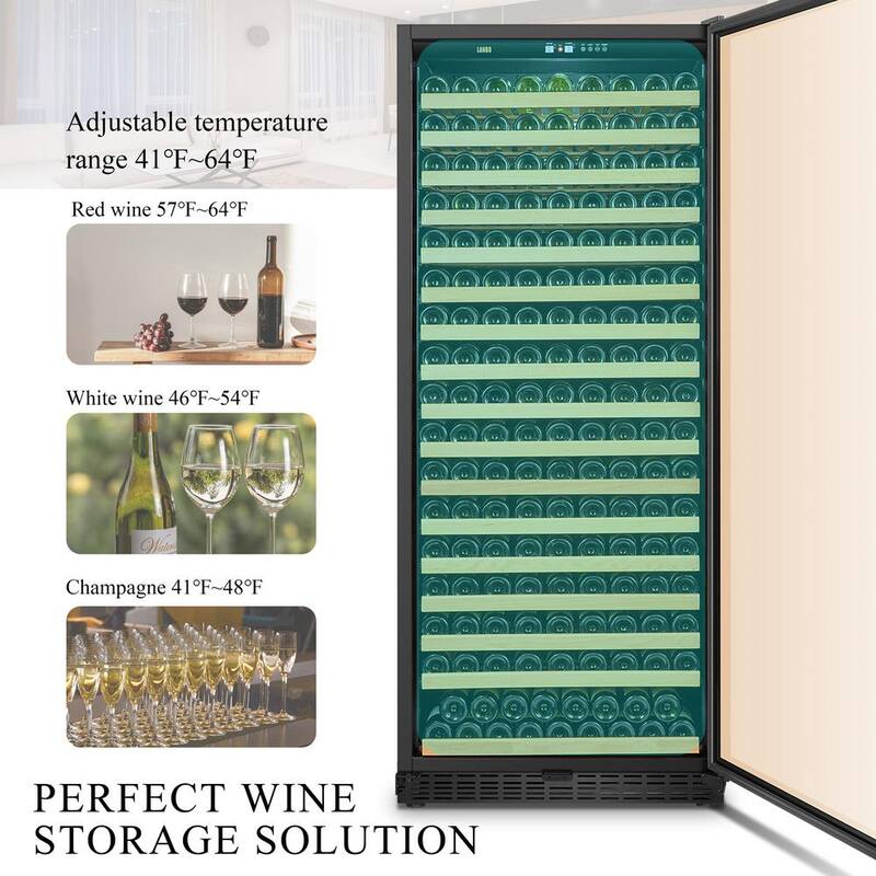 32 in. 289 Bottle Black Single Zone Wine Refrigerator