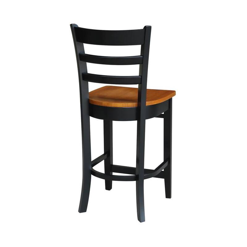 5 PC Set - Cherry / Black Solid Wood 36 in. Square Table with 4 Side Stools