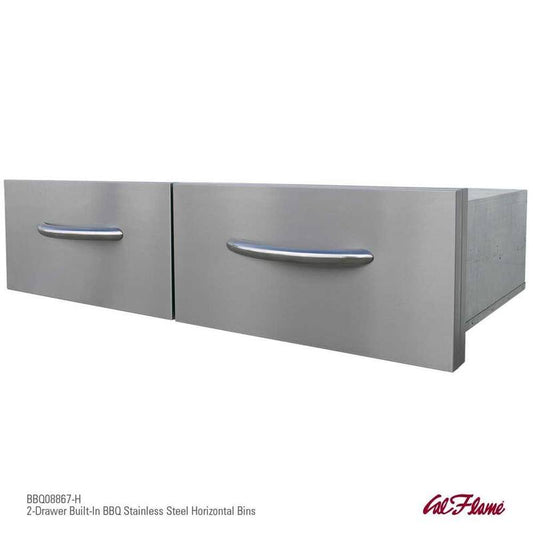 39.25 in. Wide Outdoor Kitchen Stainless Steel 2-Drawer Horizontal Storage