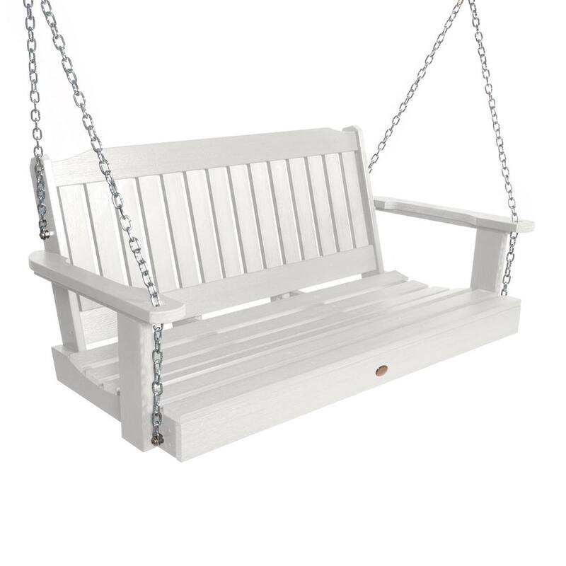 4 ft. Lehigh White Plastic Porch Swing and Coffee Table