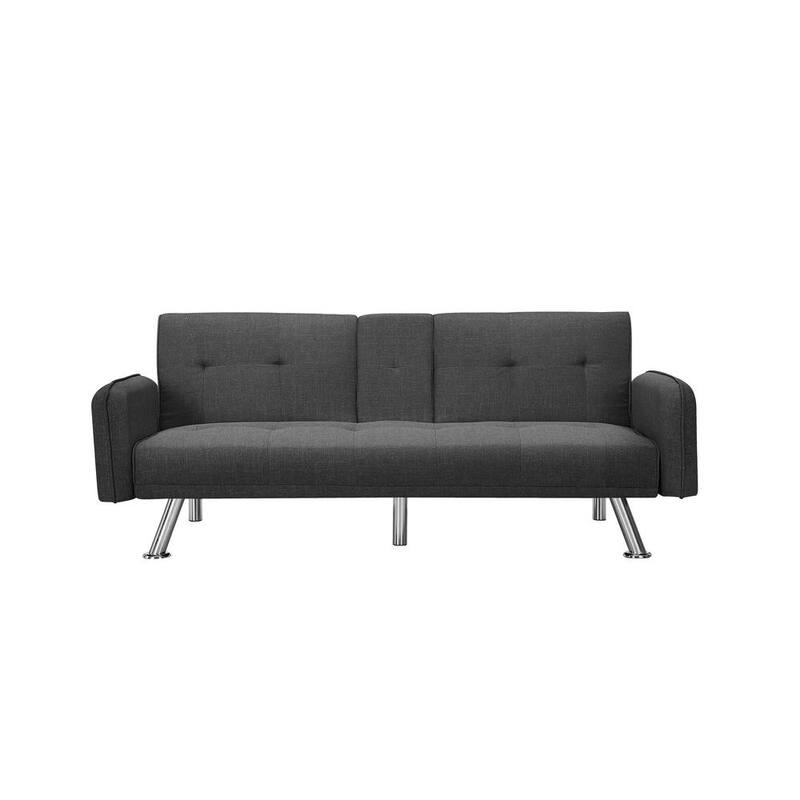 74.8 in. W Dark Gray Linen Twin Size Sofa Bed