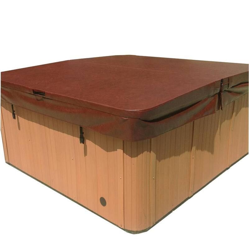 94 in. x 94 in. Hot Tub Spa Cover for Down East Portsmouth 5 in. - 3 in. Thick 6 in. Radius Corners in Brown