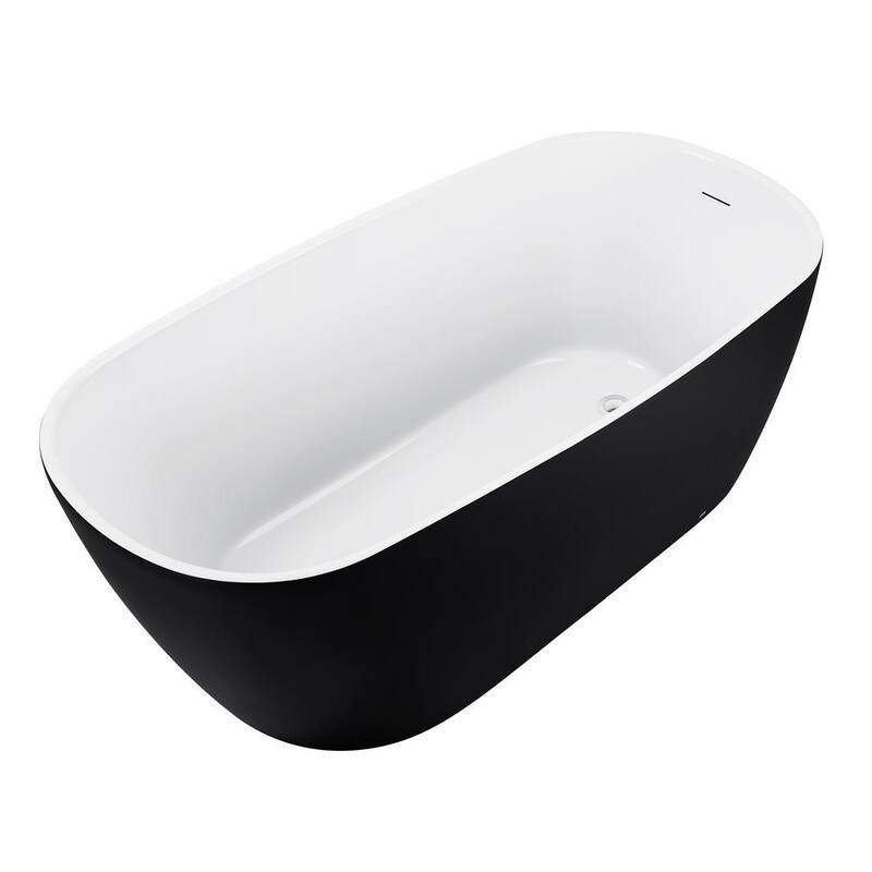 59 in. Acrylic Single Slipper Flatbottom Non-Whirlpool Bathtub in Black