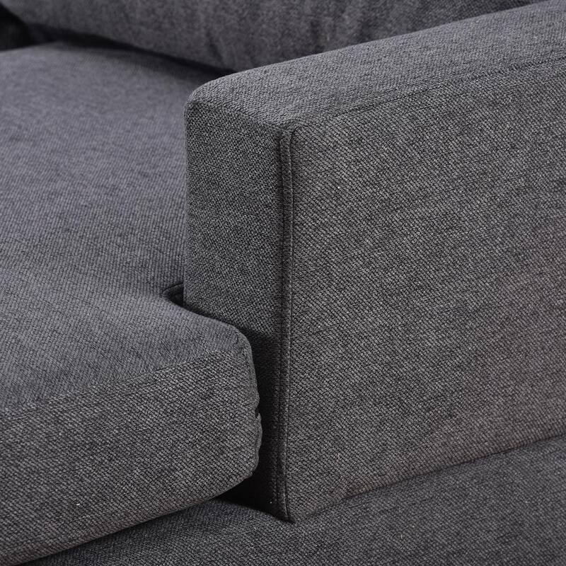 125.6 in. W Square Arms 4-Piece U Shaped Polyester Modern Sectional Sofa in Gray