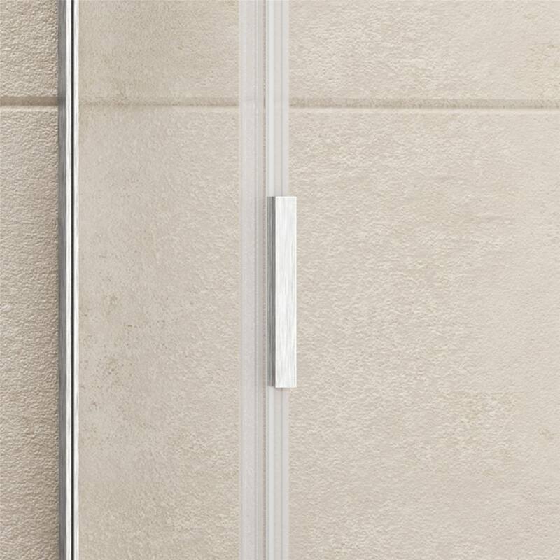 48 in. W x 76 in. H Bathroom Sliding Semi-Framed Shower Door/Enclosure in Brushed Nickel with Handle Left Side