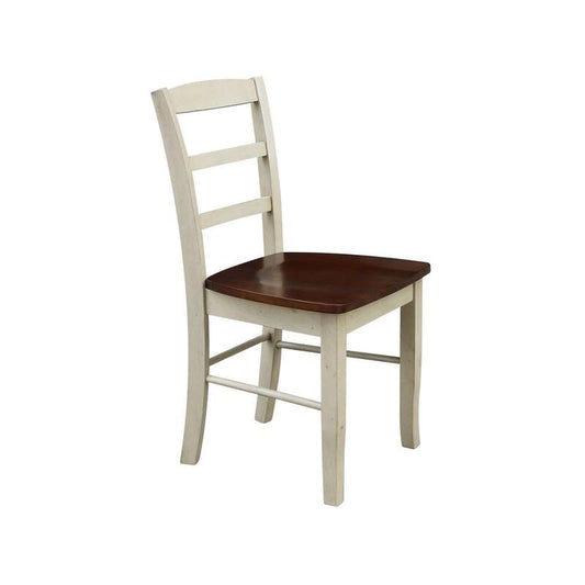 Almond and Espresso Solid Wood 36 in Table and 2-Madrid Side Chairs 3-Piece Set