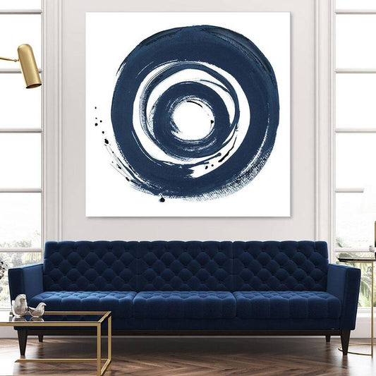 African Navy Circle Abstract by Patricia Pinto Unframed Abstract Art Print 84 in. x 84 in.