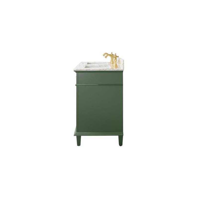 54 in. W x 22 in. D Vanity in Vogue Green with Marble Vanity Top in White with White Basin with Backsplash