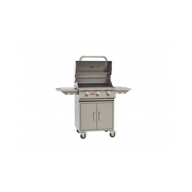 24 in. 3-Burner Steer Propane Complete Grill Cart in Stainless Steel