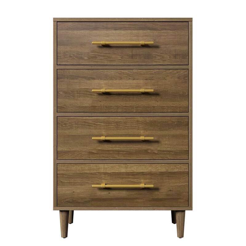 4 Drawer Walnut Chest of Drawers 46.2 in. H x 30 in. W x 17 in. D