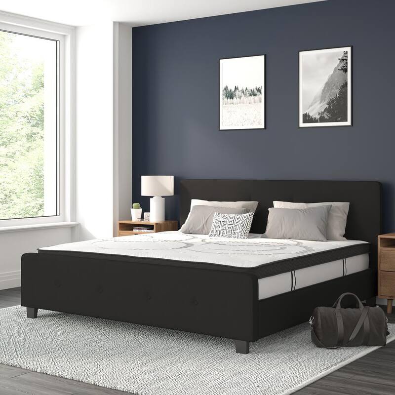 78.25 in. W Black Fabric Metal Frame King Platform Bed