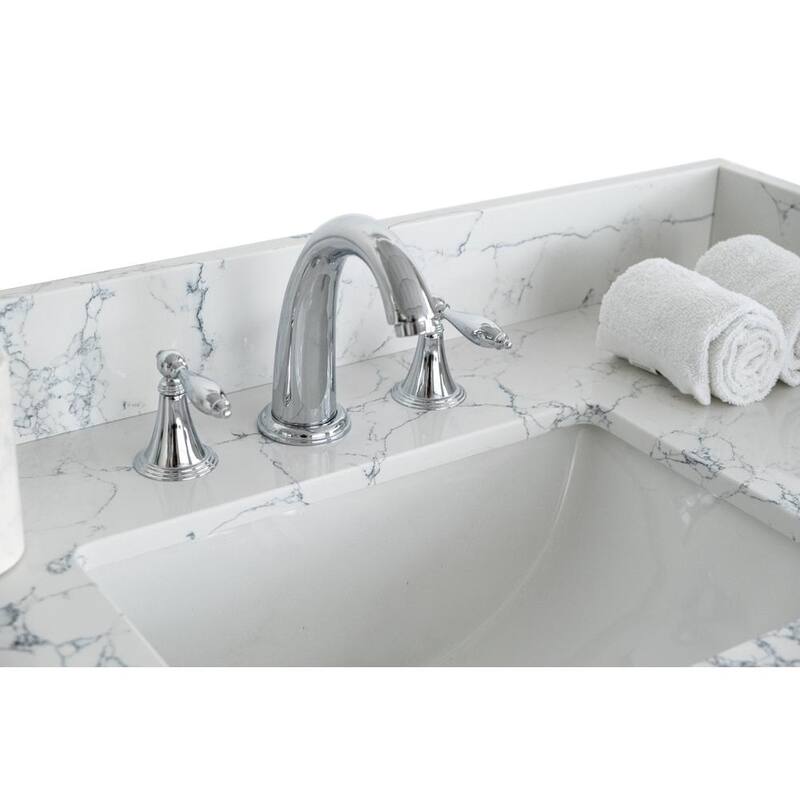 37 in. W x 22 in. D Engineered Stone Composite Vanity Top in Marble Color with White Rectangular Single Sink