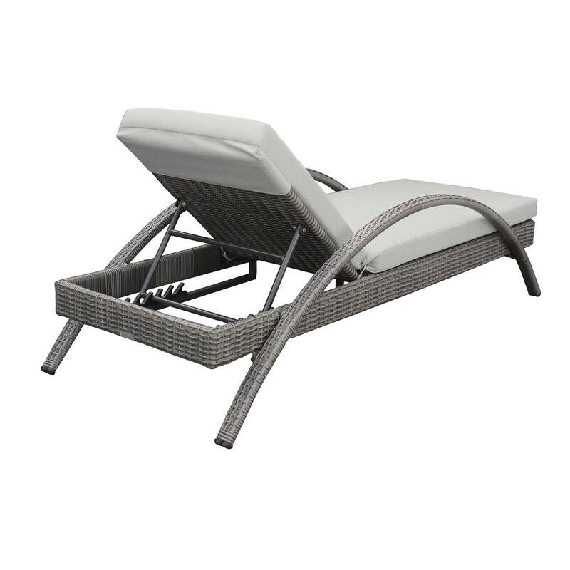 Aloha Grey 1-Piece Aluminum and Wicker Outdoor Chaise Lounge with Grey Cushions