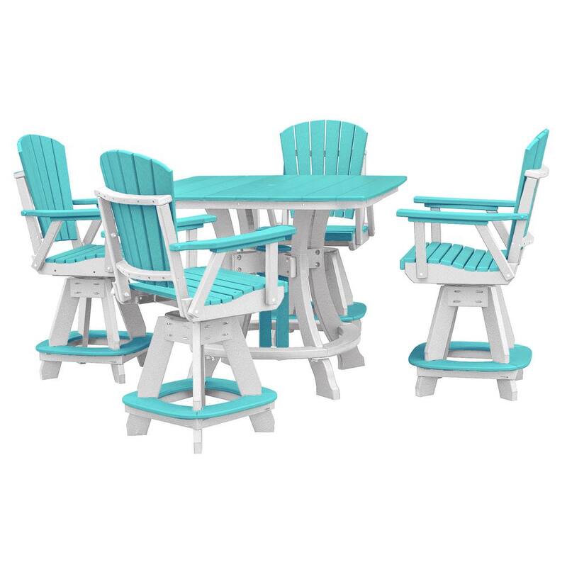 Adirondack White Square Composite Outdoor Dining Table with Aruba Blue Top