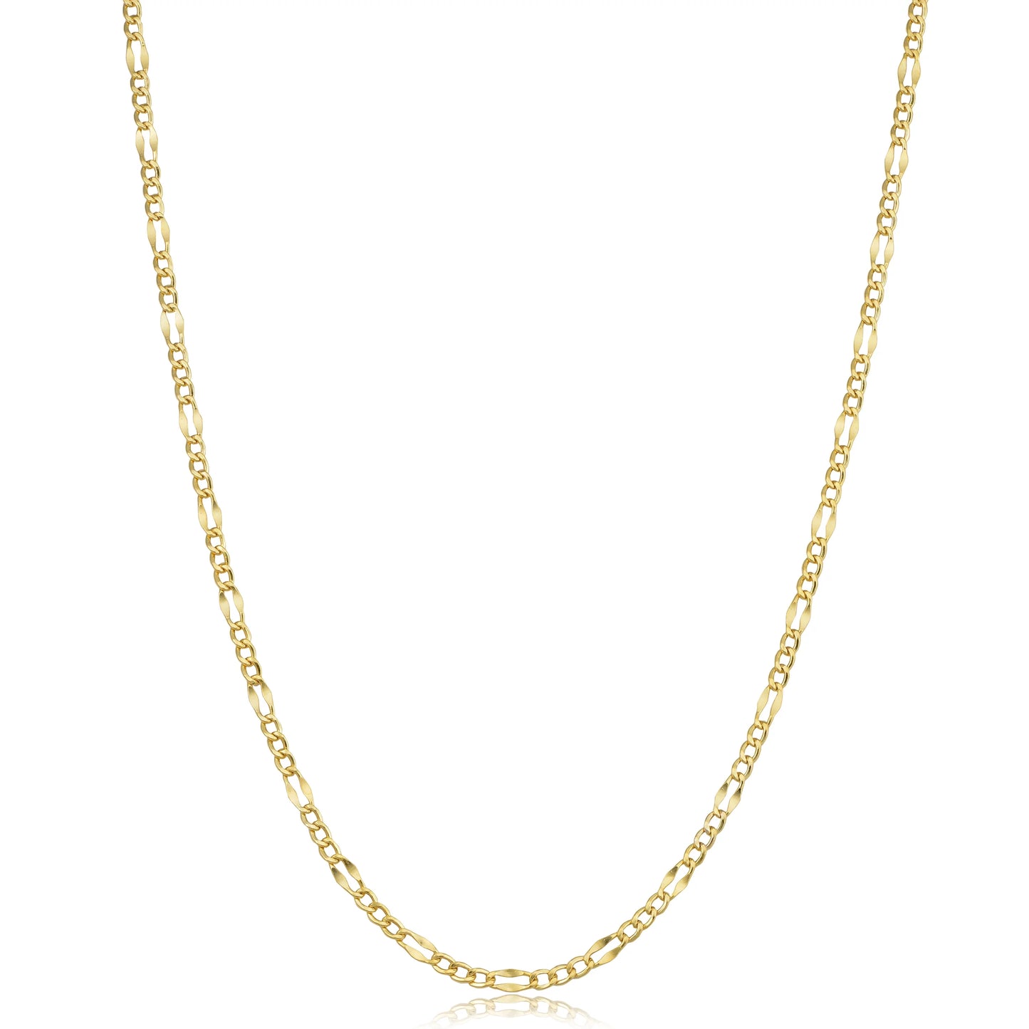 10k Solid Yellow Gold Figaro Link Chain Necklace 2.3 mm 20 inch | Unisex Necklace