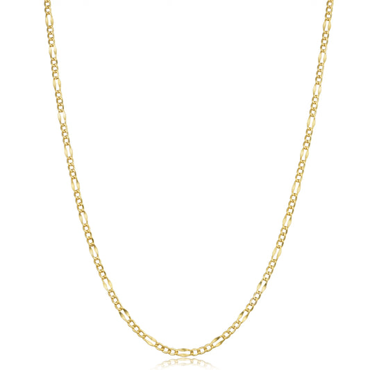 10k Solid Yellow Gold Figaro Link Chain Necklace 2.3 mm 20 inch | Unisex Necklace