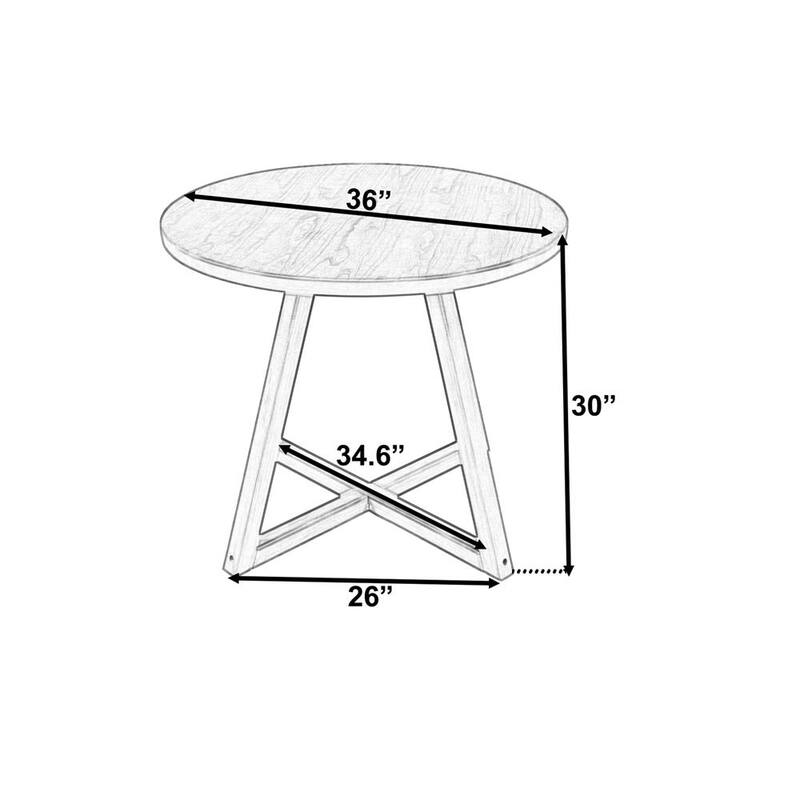 36 in. Gray Wood Top Round Dining Table