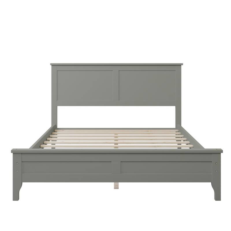 76.00 in. W Modern Gray Full Solid Wood Platform Bed