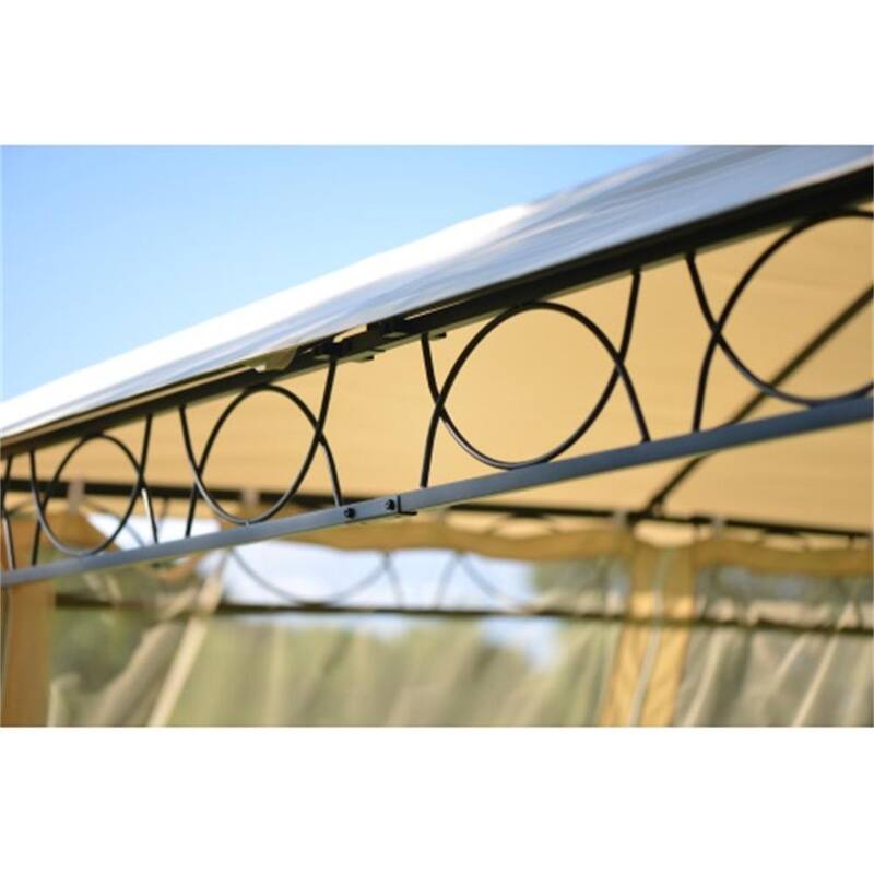 11.8 ft. x 10.6 ft. Beige Quality Double Tiered Grill Canopy Outdoor BBQ Gazebo Tent with UV Protection