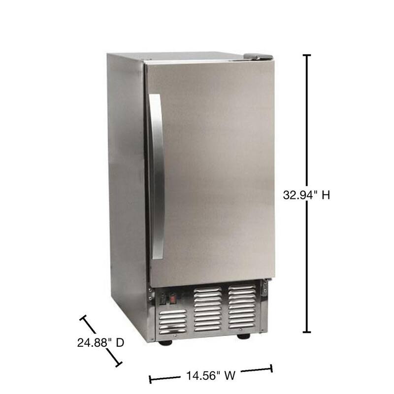 15 in. 50 lb. Built-In Outdoor Ice Maker in Stainless Steel