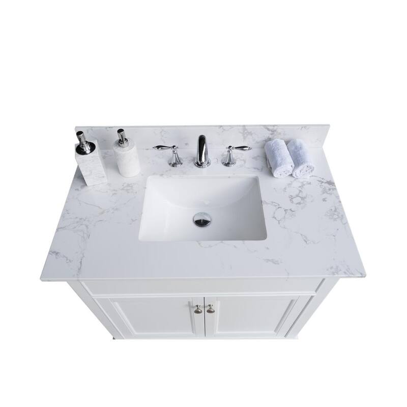 37 in. W x 22 in. D x 4 in. H Engineered Stone Composite Vanity Top in Gray with White Rectangle Single Sink