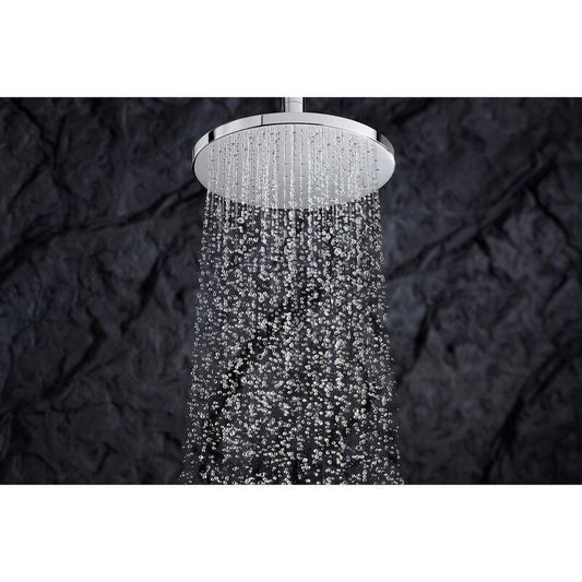 1-Spray 10.4 in. Single Ceiling Mount Fixed Rain Shower Head in Polished Chrome