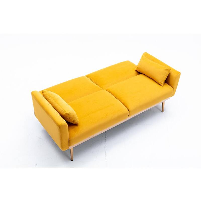 68.5 in. W Mango Color Round Arm Velvet Straight 2-Seater Loveseat Sofa