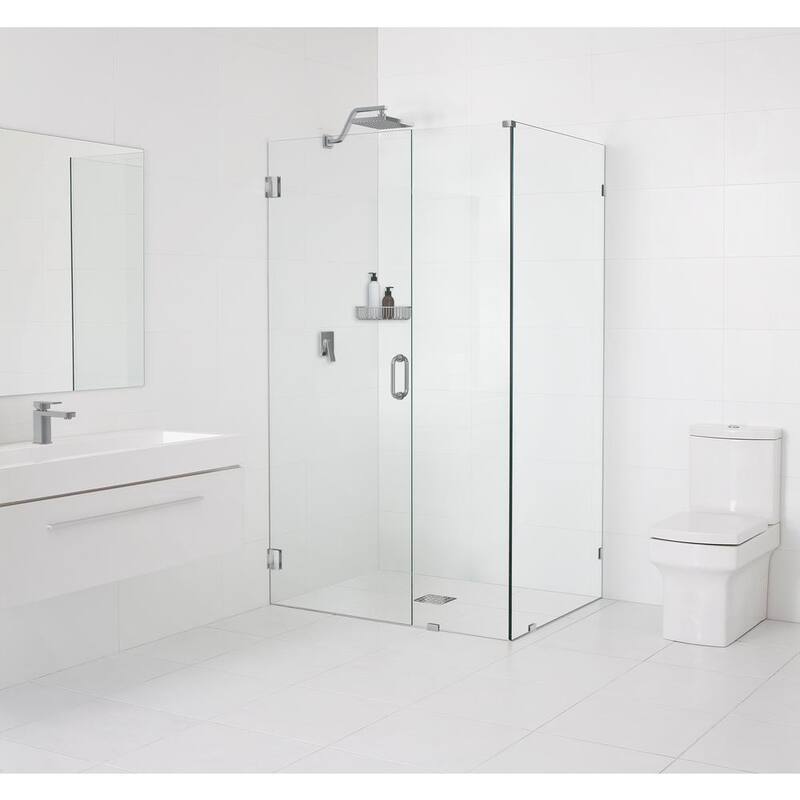 38 in. W x 40.5 in. D x 78 in. H Pivot Frameless Corner Shower Enclosure in Brushed Nickel Finish with Clear Glass